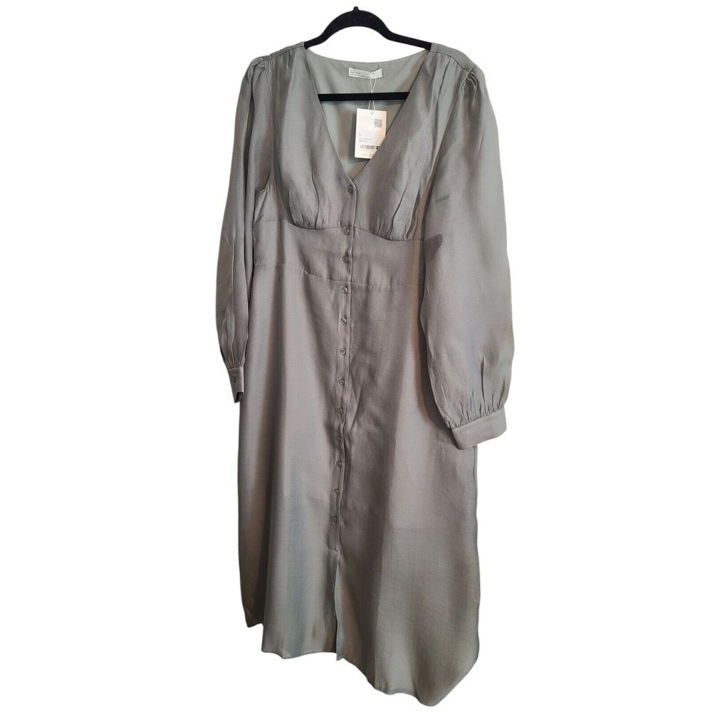 Oak & Fort Shirt Chiffon Dress in Shadow Size Large NWT MSRP‎ 118.00